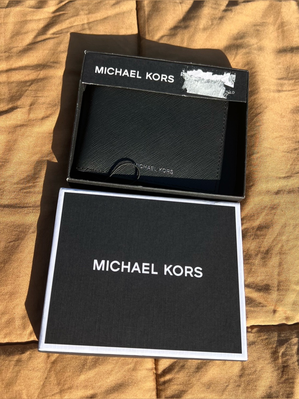 NWT Michael Kors Black Leather Andy Slim Bifold Wallet